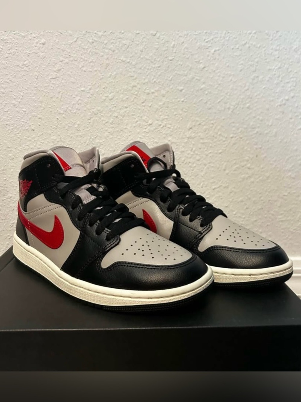 Jordan Mid-Top Sneakers in Black, Grey & Red